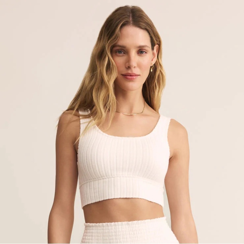 Ribbed Cropped Tank Top in Ivory
